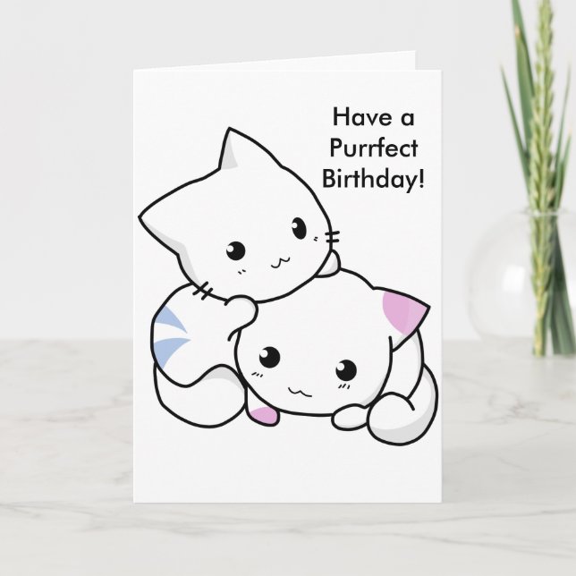 Carte Dessin mignon de chaton de garçon et de fille dans (Devant)