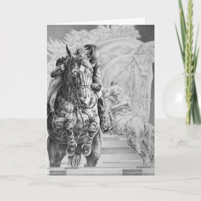 Carte Dessin sautant de cheval par le cygne de Kelli (Devant)