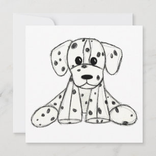Carte Dessin simple de contour de chien en peluche dalma