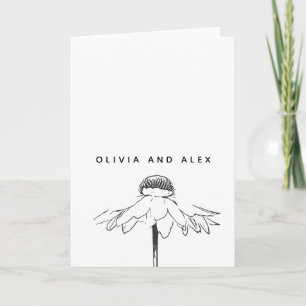 Carte Dessin simple en ligne de fleurs en noir et blanc