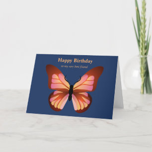 Carte Destinataire personnalisé Papillon orange rose et 