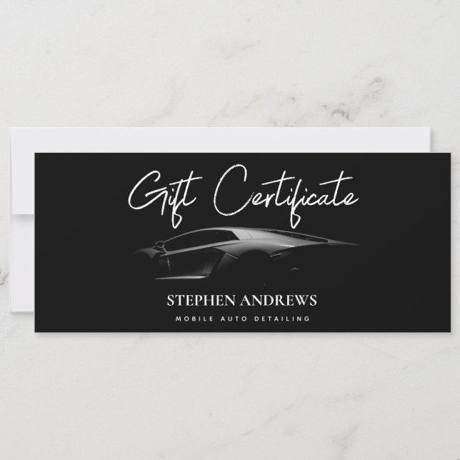 Carte Détail automatique Certificat cadeau de nettoyage (Dos)