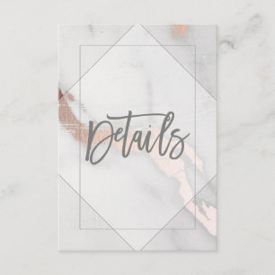 CARTE DÉTAIL DE MARBRE ET ROSE DE MARIAGE D'OR