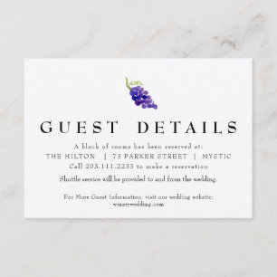 Carte Détail des raisins sur la carte Mariage Vin