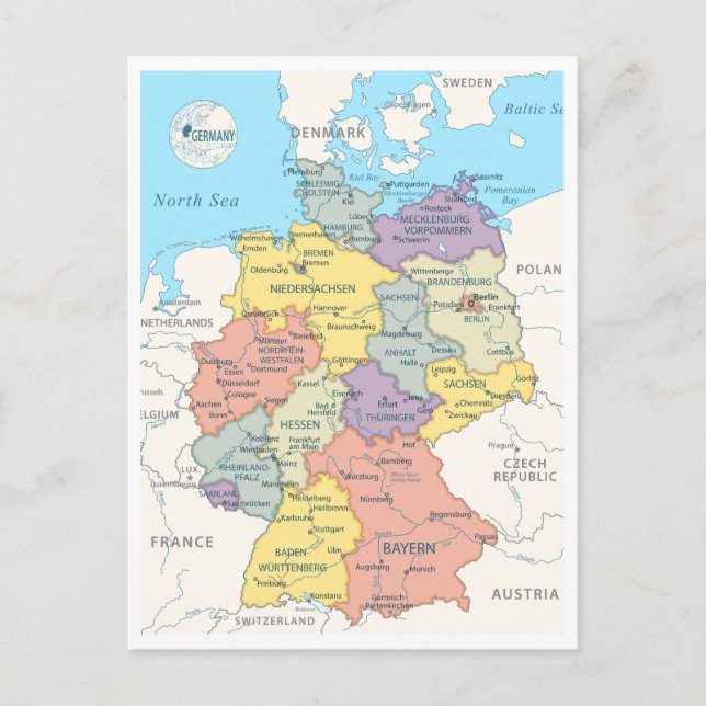 Carte détaillée de l'Allemagne (Devant)