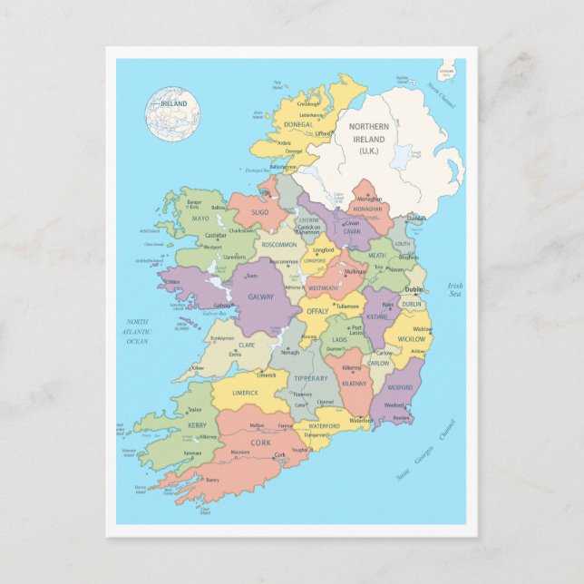 Carte détaillée de l'Irlande (Devant)