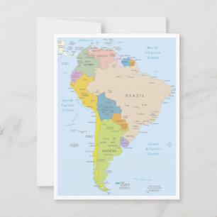 Carte détaillée du continent sud-américain