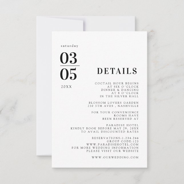 Carte Détails du Mariage de tendance minimale en g (Devant)