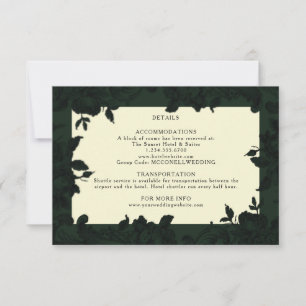 Carte Détails du mariage fleuri orné de vert foncé