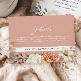 Carte Détails du Mariage floral de pêche et de vio