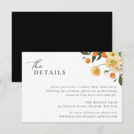 Carte Détails du Mariage Floral Orange Citrus