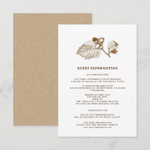 Carte Détails du Mariage papier Kraft pour la bran