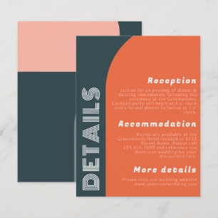 Carte Détails du Mariage rétro Arch super   Bright Orang