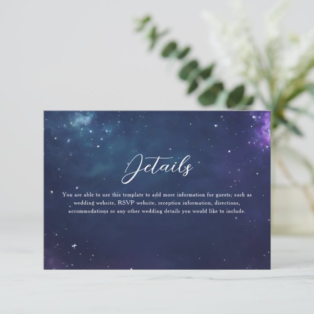 Carte Détails Mariage céleste avec Monogramme (Debout devant)