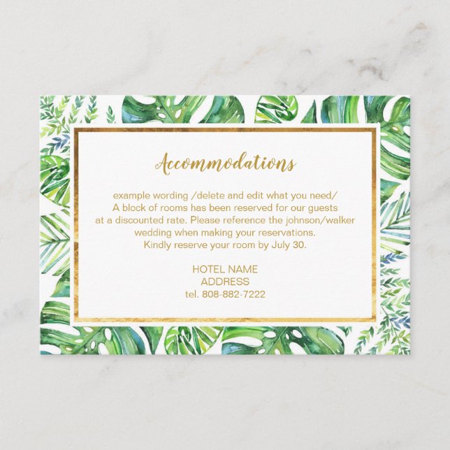 Carte Détails Plantes Exotic Watercolor (Devant)