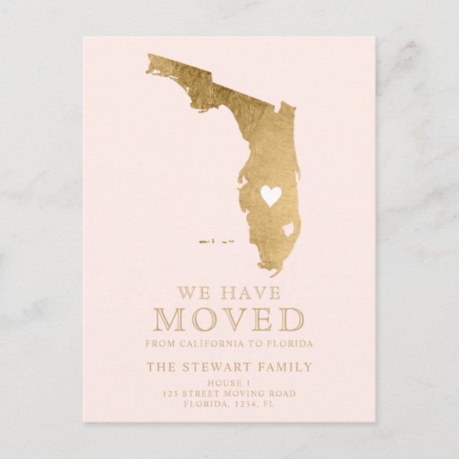 Carte d'état de Floride blush rose or maison démén (Devant)