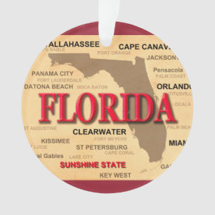 Carte d'État de Floride, Miami, Orlando, Key West