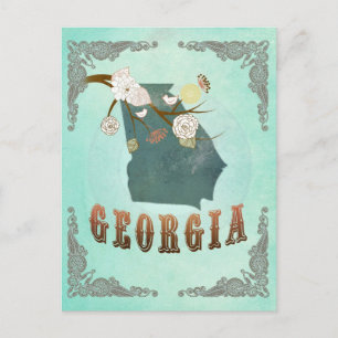 Carte d'état de Géorgie Vintage moderne - bleu tur
