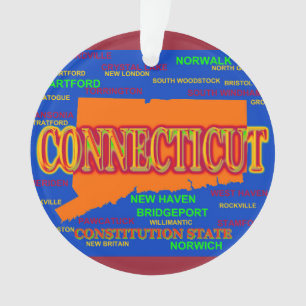 Carte d'état du Connecticut, New Haven, Hartford
