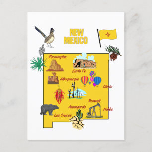 Carte d'état du Nouveau-Mexique avec destinations