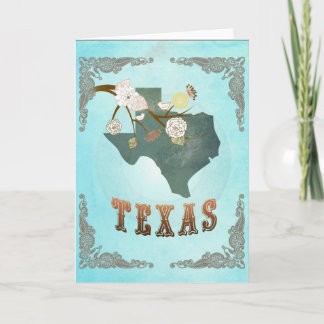 Carte d'état du Texas Vintage moderne - Aqua Blue