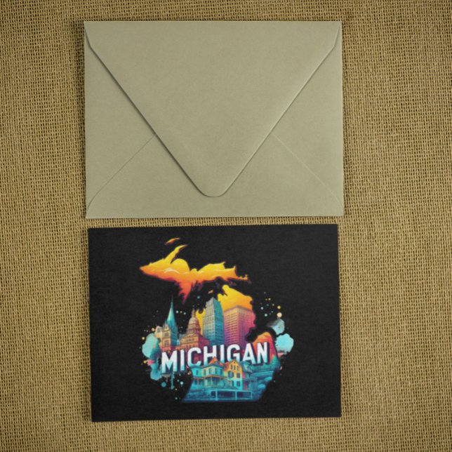 Carte d'état Retro Vintage Michigan (retro vintage michigan usa postcard)