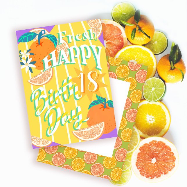 Carte d'été Orange (Orange birthday card suitable for the summer birthday greetings.)