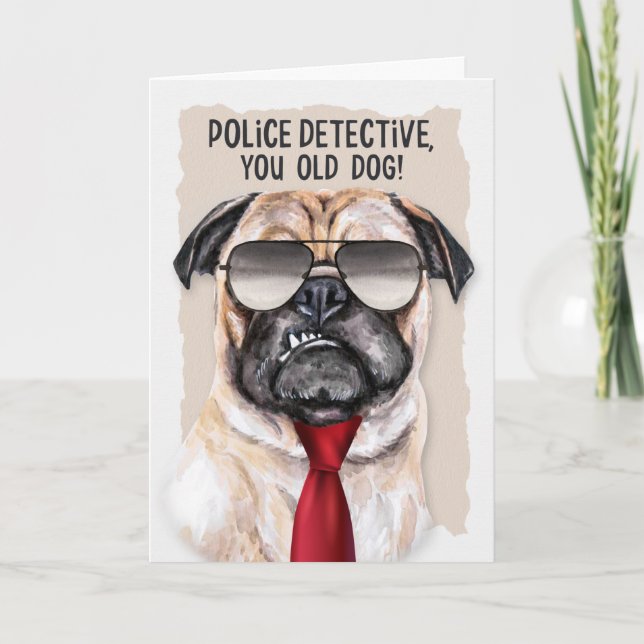 Carte Détective de police Funny Carlin Dog retrait (Devant)