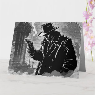 Carte Détective urbain bourru de style graphique BD noir