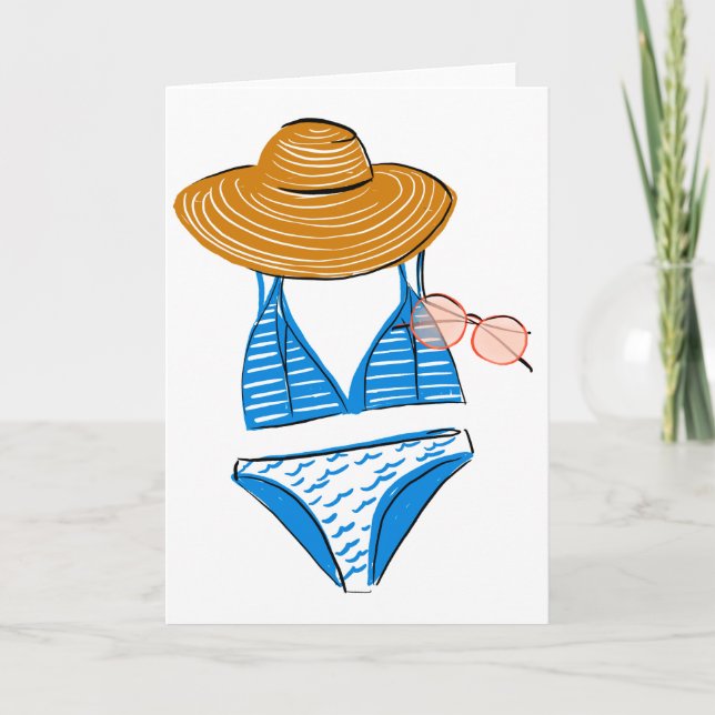 Carte Détendez-vous au soleil - maillot de bain bleu 2 (Devant)
