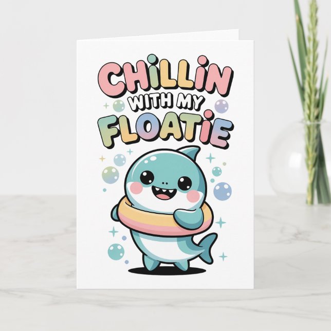 Carte Détente avec mon flotteur | Bébé Requin Enfants (Devant)