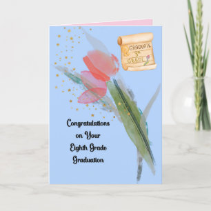 Carte d'études de 8e année avec tulipe