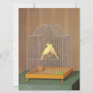 Carte Deux Canaries en cage (par Antonio Donghi)