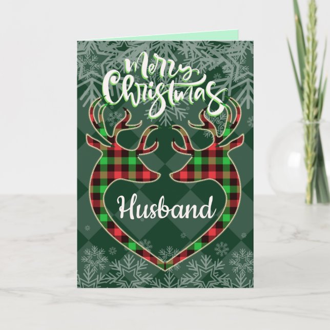 Carte Deux cerfs mâles pour mari/ami Noël (Devant)