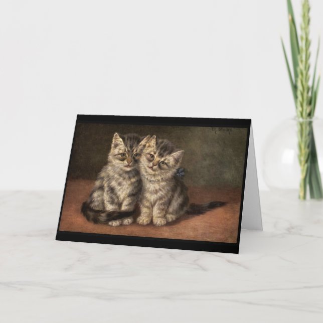 Carte Deux chatons. Garçon, fille. Amour, anniversaire (Devant)