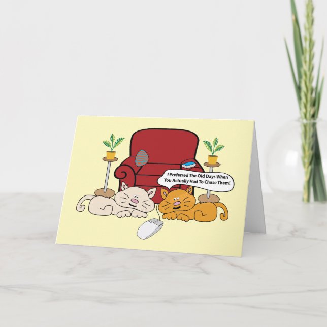 Carte Deux chats et un anniversaire de souris (Devant)