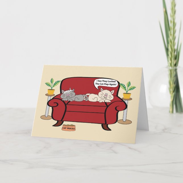Carte Deux Chats Sur Chaise Humour Anniversaire (Devant)
