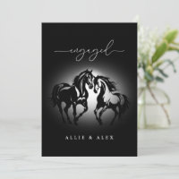 Deux chevaux en amour noir blanc couple fiançaille