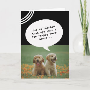 Carte deux chiens Bonne heure Vieille Amusante Anniversa