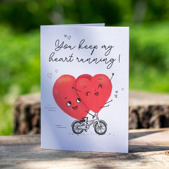 Carte Deux Coeurs Joyeux Bicycle Mignonne Valentines Day (Créateur téléchargé)