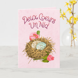 Carte Deux Coeurs Un Nid - Two Hearts One Nest French