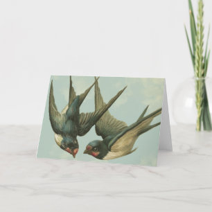 Carte Deux hirondelles vintages