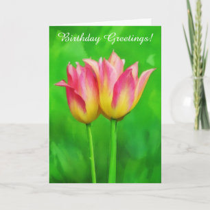 Carte Deux jolies tulipes Deux vœux d'anniversaire Amate
