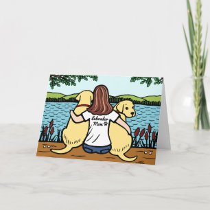 Carte Deux Labradors jaune et maman longtemps