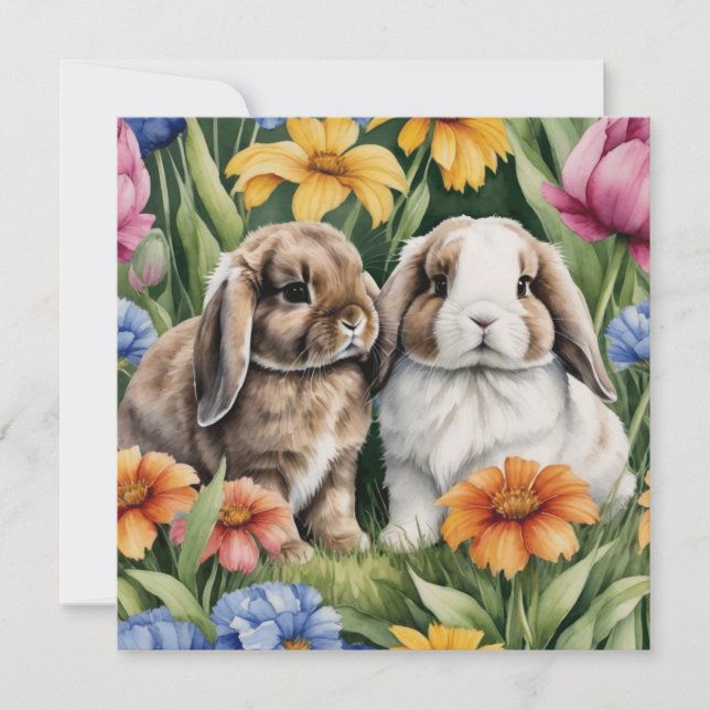 Carte Deux lapins de lapin de lapin de petite lop (Devant)