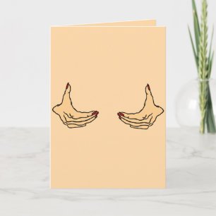 Carte Deux mains de dessin animé féminin tenant la poitr