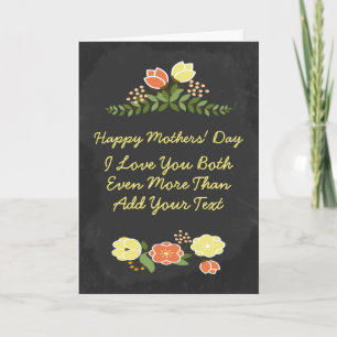 Carte Deux Moms Je T'Aime Tableau Fleur Personnalisé