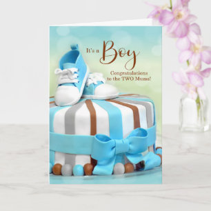 Carte DEUX MUMS Nouveau bébé garçon Félicitations