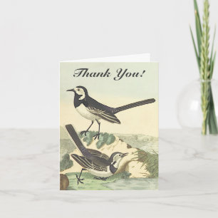 Carte Deux Oiseaux, Vintage, "Merci !"