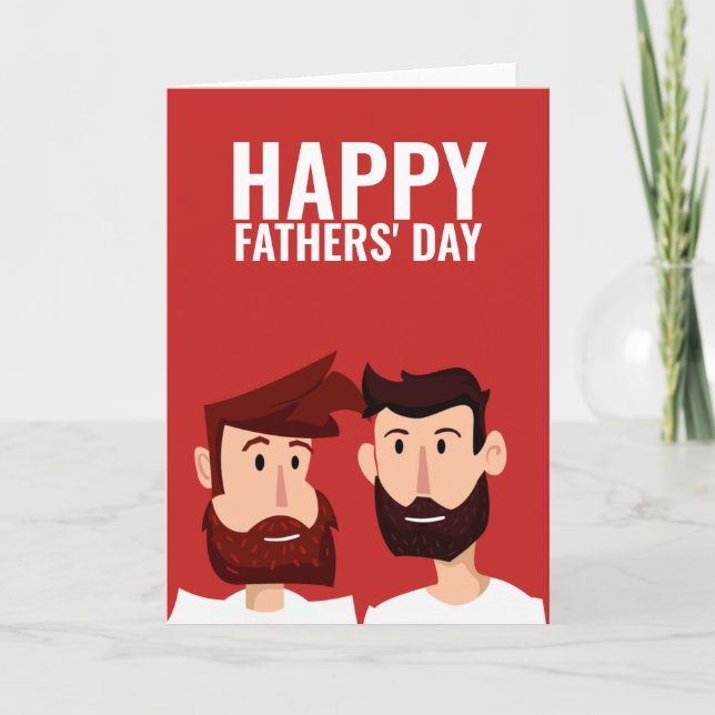 Carte Deux papas gays, Fête des pères heureuse (Devant)